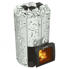 Дровяная банная печь GrillD Violet World Steel Short Window Max Pro, камень 100 кг