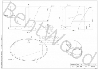 Купель овальная, дуб рустик 1.02x1.68